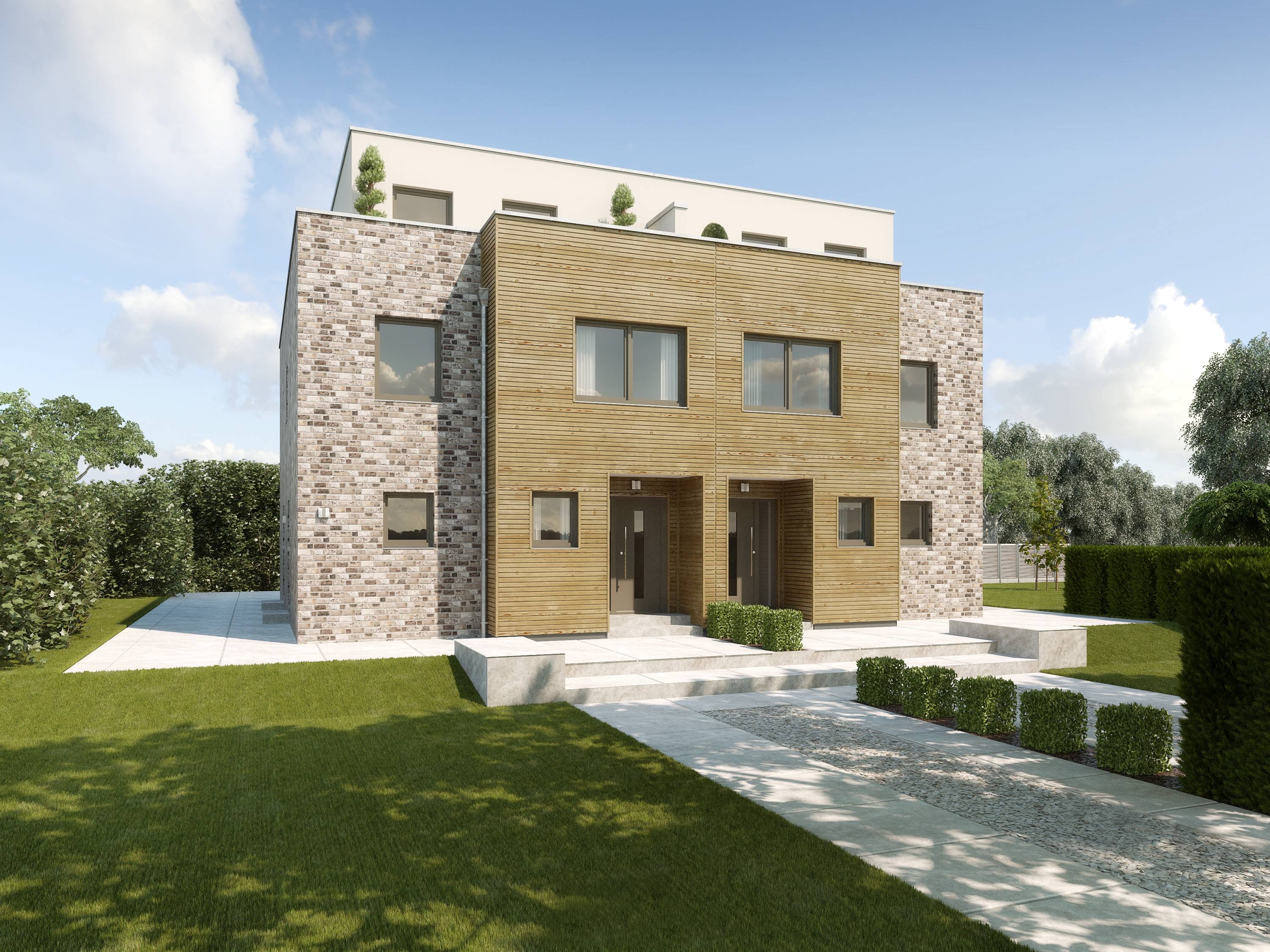 Fertighaus Malaga von GUSSEK HAUS Schlüsselfertig ab 476200€, Cubushaus Außenansicht 1