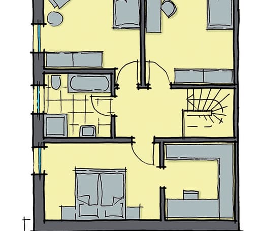 Fertighaus Malmö von GUSSEK HAUS Schlüsselfertig ab 304700€, Satteldach-Klassiker Grundriss 2