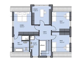 Massivhaus Arnold von Mammen Bauunternehmen, Satteldach-Klassiker Grundriss 2