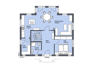 Massivhaus Clemens von Mammen Bauunternehmen, Satteldach-Klassiker Grundriss 1