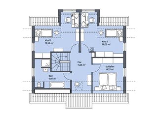 Massivhaus Clemens von Mammen Bauunternehmen, Satteldach-Klassiker Grundriss 2