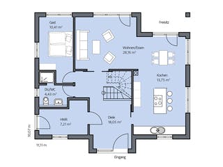 Massivhaus Denker von Mammen Bauunternehmen, Satteldach-Klassiker Grundriss 1