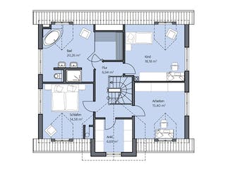 Massivhaus Denker von Mammen Bauunternehmen, Satteldach-Klassiker Grundriss 2