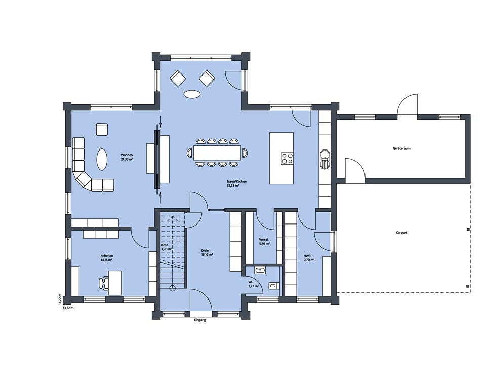 Massivhaus Dorn von Mammen Bauunternehmen, Stadtvilla Grundriss 1
