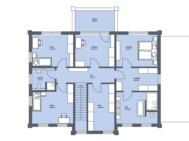 Grundriss 4 Schlafzimmer