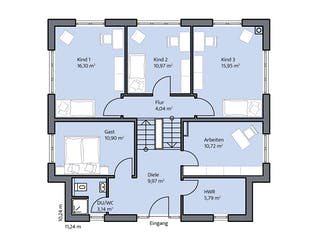 Massivhaus Fischer von Mammen Bauunternehmen, Satteldach-Klassiker Grundriss 2