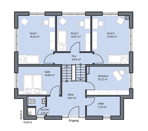Massivhaus Fischer von Mammen Bauunternehmen, Satteldach-Klassiker Grundriss 2