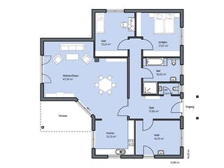 Massivhaus Ipsen von Mammen Bauunternehmen, Bungalow Grundriss 1