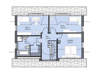 Massivhaus Janke von Mammen Bauunternehmen, Satteldach-Klassiker Grundriss 2
