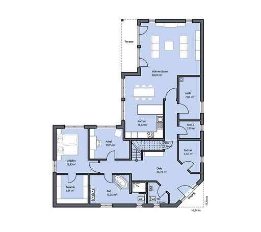 Massivhaus Pohl von Mammen Bauunternehmen, Stadtvilla Grundriss 1