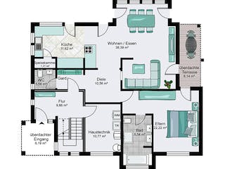 Fertighaus Mannheim von STREIF Haus, Satteldach-Klassiker Grundriss 1