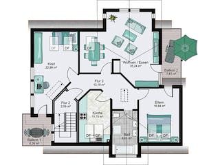 Fertighaus Mannheim von STREIF Haus, Satteldach-Klassiker Grundriss 2