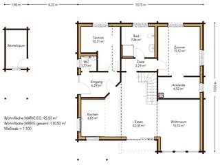 Blockhaus Marie von Rubner Haus AT Schlüsselfertig ab 310000€, Bungalow Grundriss 1