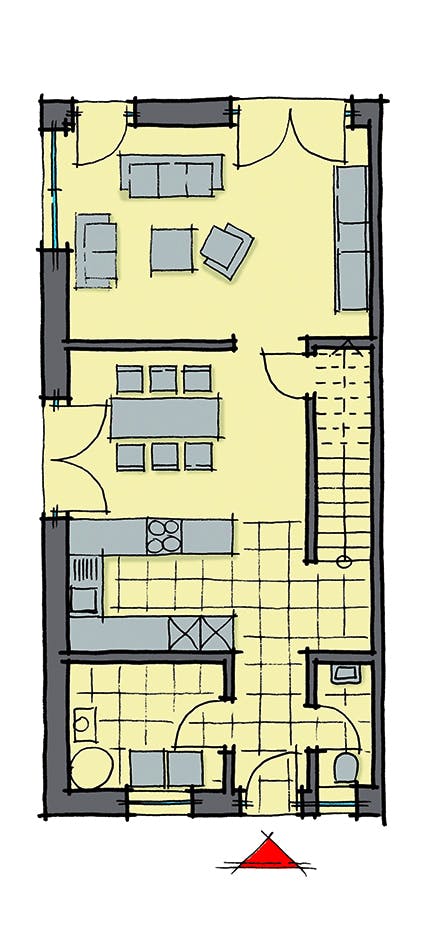 Fertighaus Marseille von GUSSEK HAUS Schlüsselfertig ab 369800€, Satteldach-Klassiker Grundriss 1
