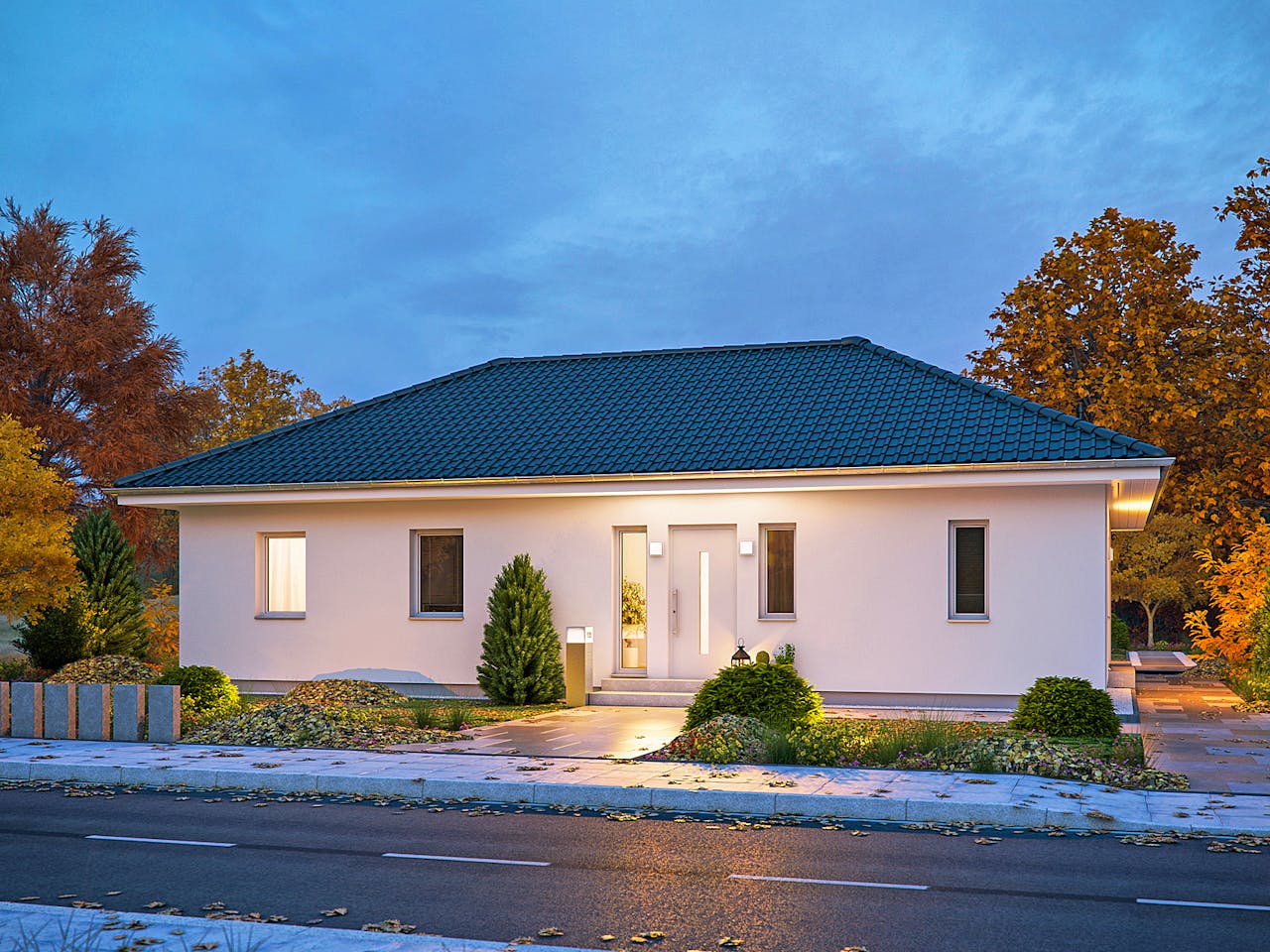 Fertighaus ComfortStyle 13.01 W von massa haus Ausbauhaus ab 158999€, Bungalow Außenansicht 1