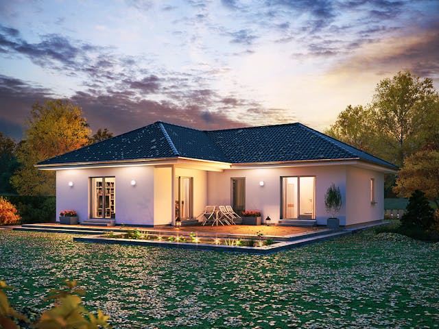 Fertighaus ComfortStyle 13.01 W von massa haus Ausbauhaus ab 158999€, Bungalow Außenansicht 2