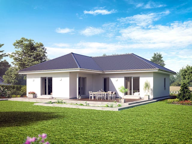Fertighaus ComfortStyle 13.01 W von massa haus Ausbauhaus ab 158999€, Bungalow Außenansicht 4