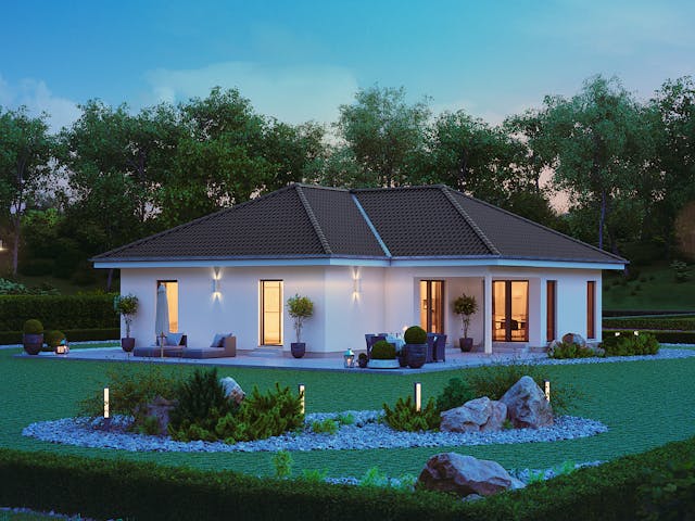 Fertighaus ComfortStyle 13.03 W von massa haus Ausbauhaus ab 160999€, Bungalow Außenansicht 2