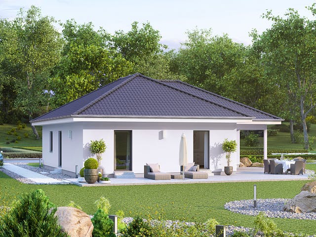 Fertighaus ComfortStyle 13.03 W von massa haus Ausbauhaus ab 160999€, Bungalow Außenansicht 4