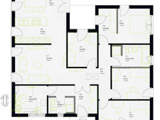 Fertighaus ComfortStyle 14.01 P von massa haus Ausbauhaus ab 180999€, Bungalow Grundriss 1