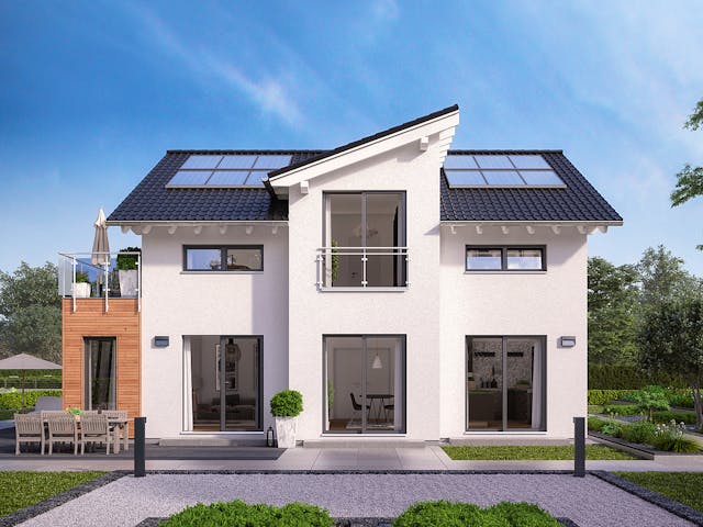 Fertighaus FamilyStyle 17.01 S von massa haus Ausbauhaus ab 156999€, Satteldach-Klassiker Außenansicht 3