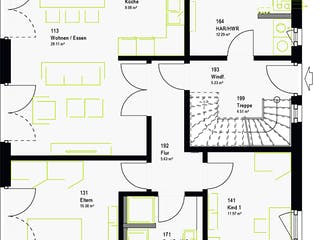 Fertighaus FamilyStyle 17.01 S von massa haus Ausbauhaus ab 156999€, Satteldach-Klassiker Grundriss 1