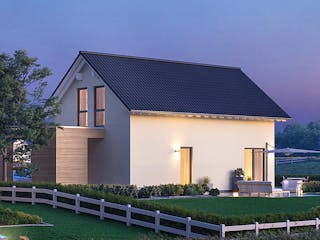 Fertighaus LifeStyle 12.01 S von massa haus Ausbauhaus ab 129999€, Satteldach-Klassiker Außenansicht 3