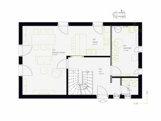 Fertighaus LifeStyle 12.01 S von massa haus Ausbauhaus ab 129999€, Satteldach-Klassiker Grundriss 1