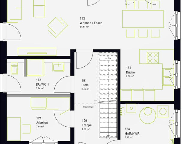 Fertighaus LifeStyle 13.11 P von massa haus Ausbauhaus ab 151999€, Pultdachhaus Grundriss 1 Fertighaus LifeStyle 13.11 P von massa haus Ausbauhaus ab 151999€, Pultdachhaus Grundriss 1