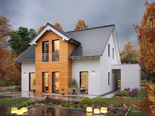 Fertighaus LifeStyle 14.01 S von massa haus Ausbauhaus ab 134999€, Satteldach-Klassiker Außenansicht 2