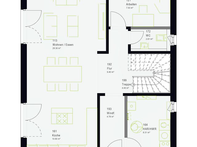 Fertighaus LifeStyle 14.04 F von massa haus Ausbauhaus ab 190999€, Cubushaus Grundriss 1