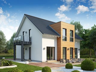 Fertighaus LifeStyle 16.02 S von massa haus Ausbauhaus ab 146999€, Satteldach-Klassiker Außenansicht 1