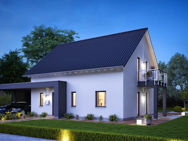 Fertighaus LifeStyle 16.02 S von massa haus Ausbauhaus ab 146999€, Satteldach-Klassiker Außenansicht 4