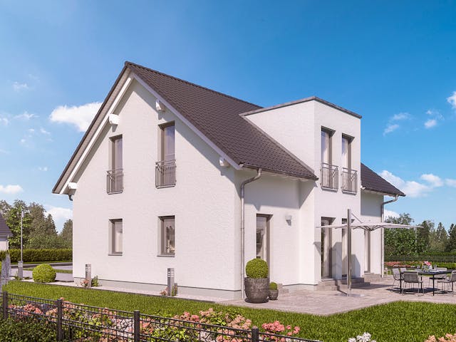 Fertighaus LifeStyle 16.04 S von massa haus Ausbauhaus ab 147999€, Satteldach-Klassiker Außenansicht 2