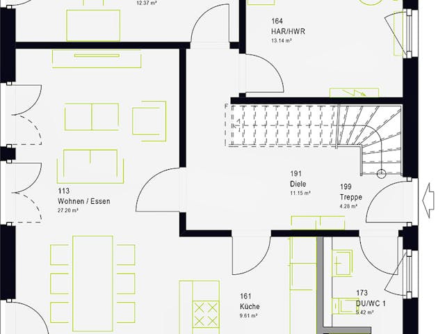 Fertighaus LifeStyle 16.04 S von massa haus Ausbauhaus ab 147999€, Satteldach-Klassiker Grundriss 1