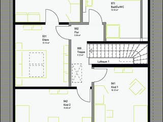 Fertighaus LifeStyle 16.04 S von massa haus Ausbauhaus ab 147999€, Satteldach-Klassiker Grundriss 2