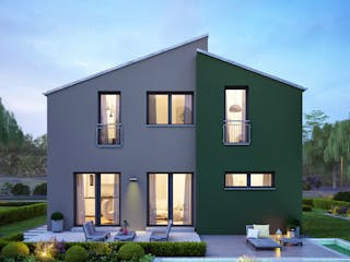Fertighaus LifeStyle 16.05 P von massa haus Ausbauhaus ab 159999€, Pultdachhaus Außenansicht 3