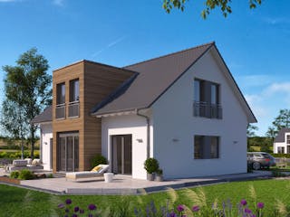 Fertighaus LifeStyle 18.02 S von massa haus Ausbauhaus ab 154999€, Satteldach-Klassiker Außenansicht 1