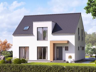 Fertighaus LifeStyle 18.06 S von massa haus Ausbauhaus ab 156999€, Satteldach-Klassiker Außenansicht 1
