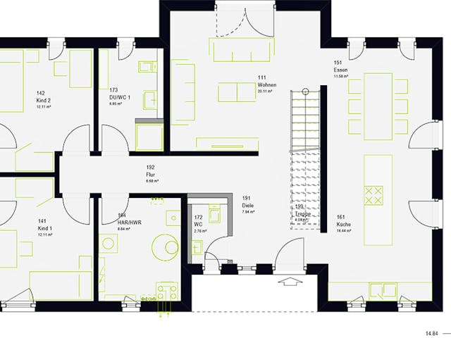 Fertighaus LifeStyle 19.04 F von massa haus Ausbauhaus ab 254999€, Cubushaus Grundriss 1