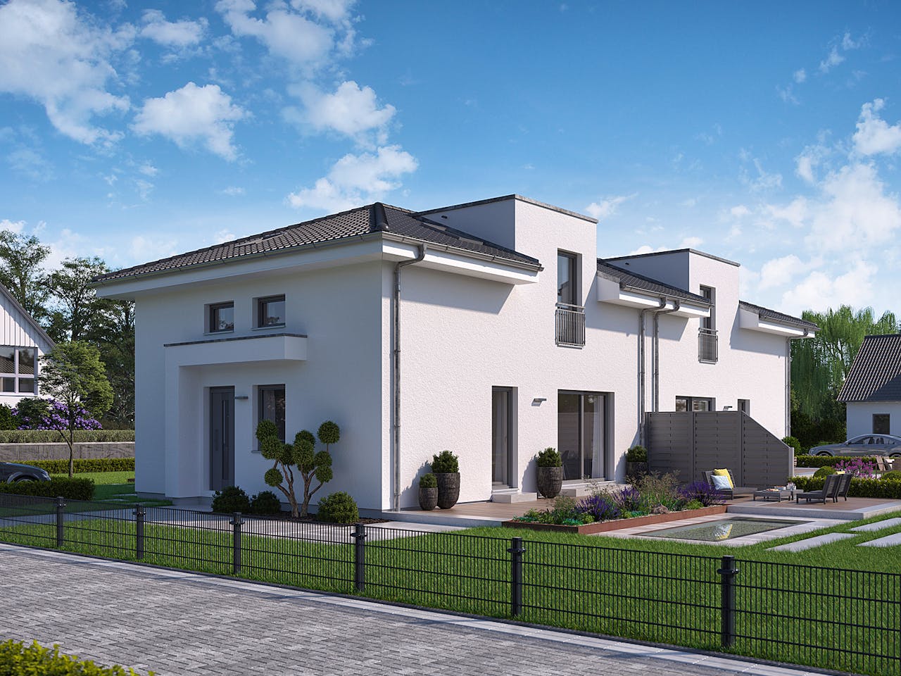 Fertighaus TwinStyle 13.01 W von massa haus Ausbauhaus ab 161999€, Stadtvilla Außenansicht 1
