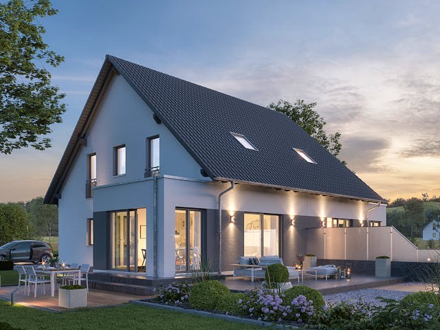 Fertighaus TwinStyle 13.03 S von massa haus Ausbauhaus ab 141999€, Satteldach-Klassiker Außenansicht 3