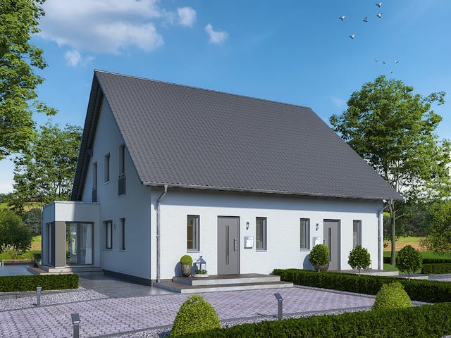 Fertighaus TwinStyle 13.03 S von massa haus Ausbauhaus ab 141999€, Satteldach-Klassiker Außenansicht 4