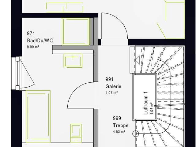 Fertighaus TwinStyle 13.03 S von massa haus Ausbauhaus ab 141999€, Satteldach-Klassiker Grundriss 2