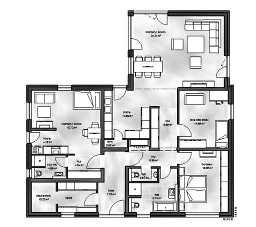 Massivhaus Bungalow 6 von Massive Wohnbau Schlüsselfertig ab 328200€, Bungalow Grundriss 1