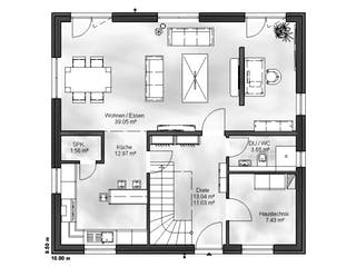 Massivhaus Einfamilienhaus Ben von Massive Wohnbau, Satteldach-Klassiker Grundriss 1