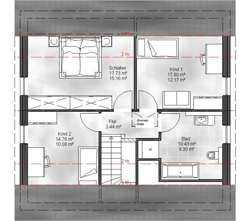 Massivhaus Einfamilienhaus Ben von Massive Wohnbau Schlüsselfertig ab 236800€, Satteldach-Klassiker Grundriss 2