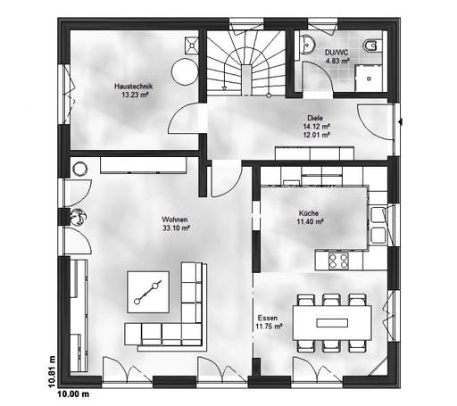 Massivhaus Einfamilienhaus Emma von Massive Wohnbau Schlüsselfertig ab 289400€, Satteldach-Klassiker Grundriss 1