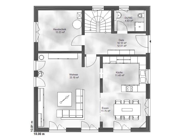 Massivhaus Einfamilienhaus Emma von Massive Wohnbau, Satteldach-Klassiker Grundriss 1