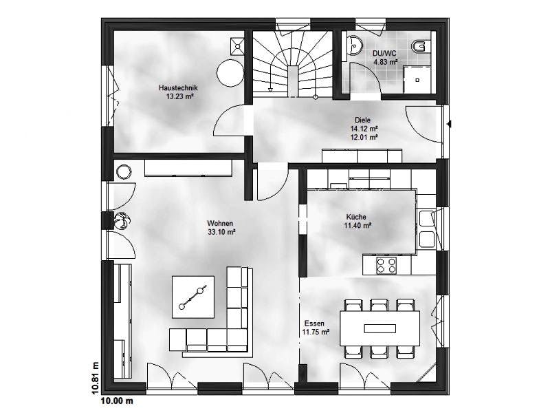 Massivhaus Einfamilienhaus Emma von Massive Wohnbau, Satteldach-Klassiker Grundriss 1